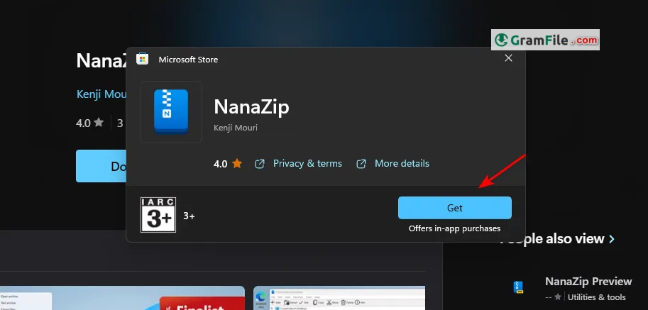 Download NanaZip from Ms Store Step 3 Download NanaZip from Ms Store Step 3
