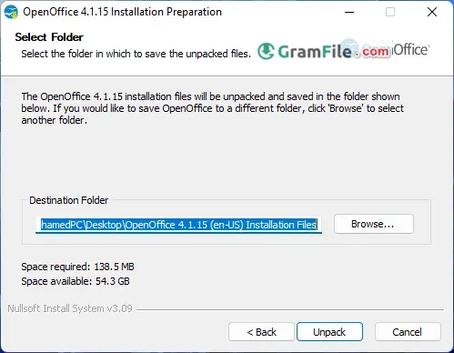 Install OpenOffice Step 2 (Unpack) Install OpenOffice Step 2 (Unpack)