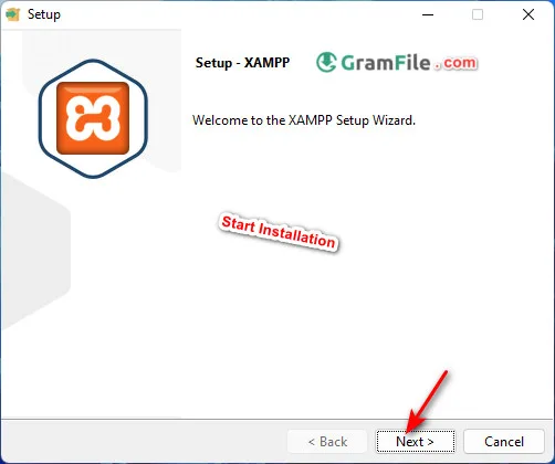 XAMPP Install 1 Start Installation XAMPP Install 1 Start Installation