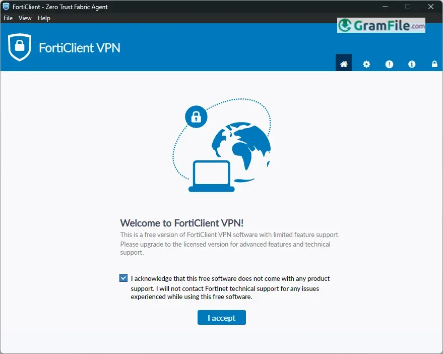 FortiClient VPN Welcome Message FortiClient VPN Welcome Message