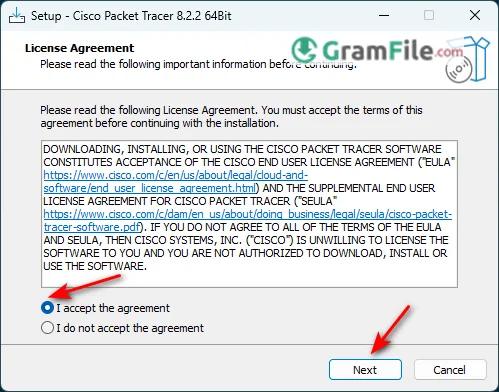 Install Cisco Packet Tracer Accept the Agreement Install Cisco Packet Tracer Accept the Agreement