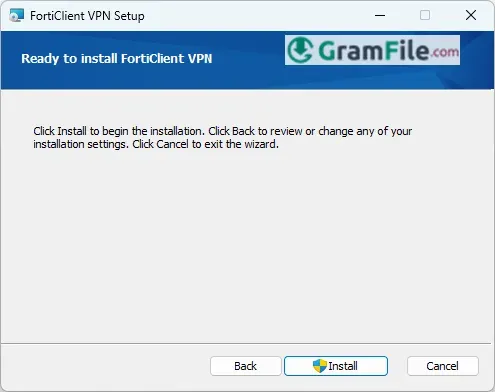Install FortiClient VPN Click Install Install FortiClient VPN Click Install