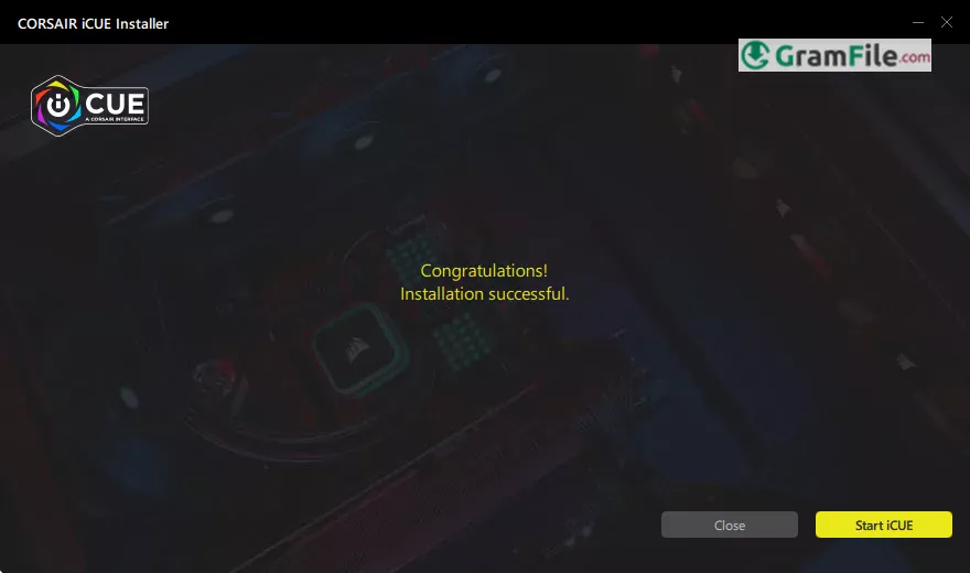 iCUE Install Finished Click Start iCUE Install Finished Click Start