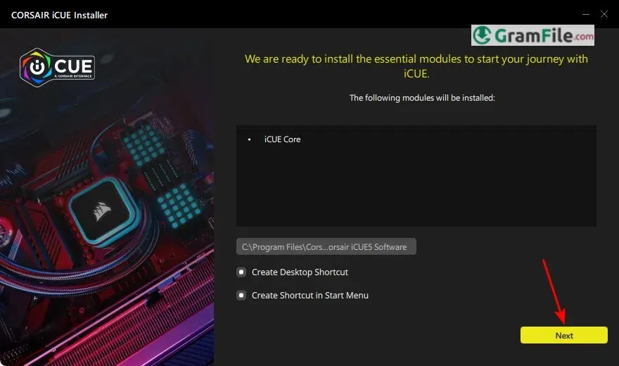 iCUE Install Next iCUE Install Next