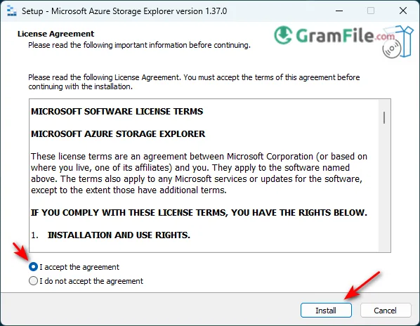 Azure Storage Explorer Install Accept the Agreement Azure Storage Explorer Install Accept the Agreement