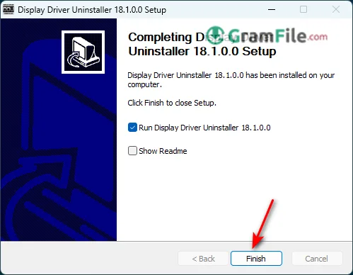 DDU Install Click Finish DDU Install Click Finish