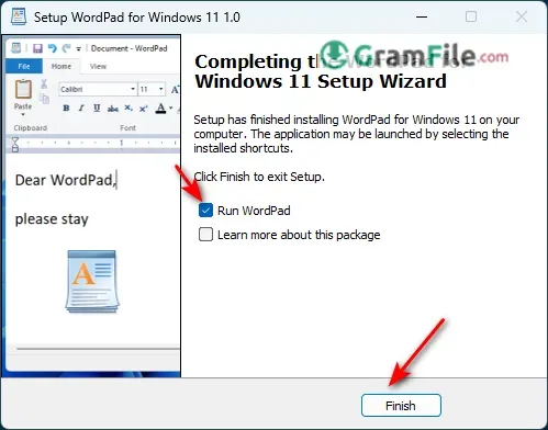 WordPad Install Click Finish WordPad Install Click Finish