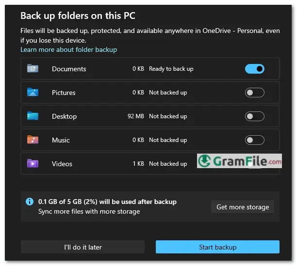 Choose Folders to be Backed Up Choose Folders to be Backed Up