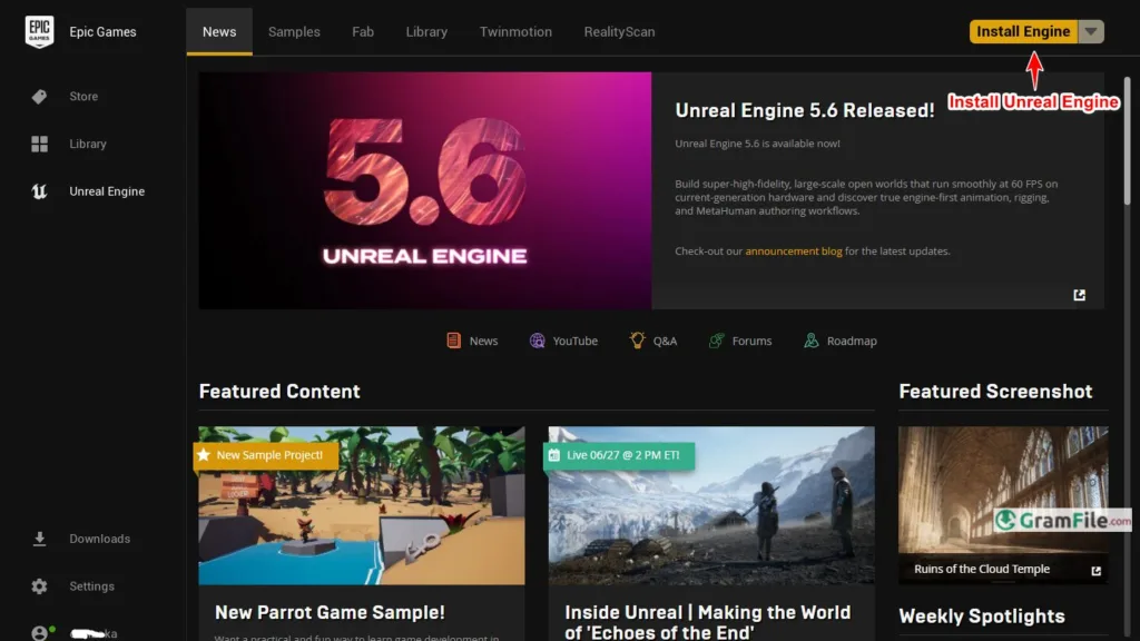 Install Unreal Engine from Epic Games Launcher Install Unreal Engine from Epic Games Launcher