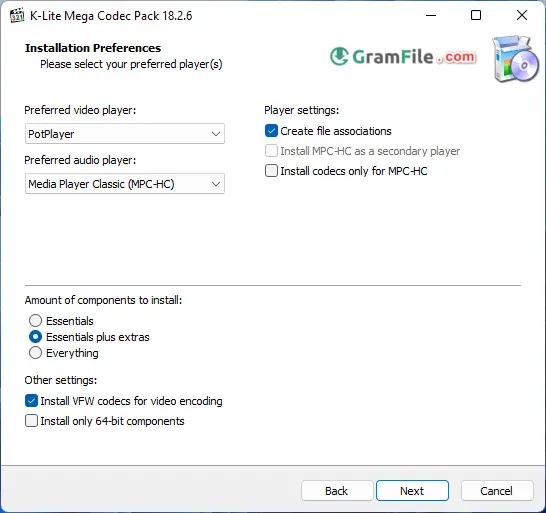 K Lite Codec Pack Install Step 2 Options