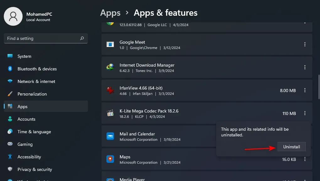K Lite Codec Pack Uninstall Step 2
