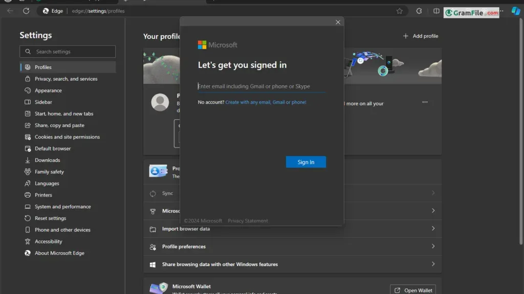 Microsoft Edge login