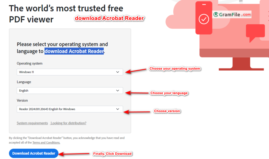 download Acrobat Reader from the official site