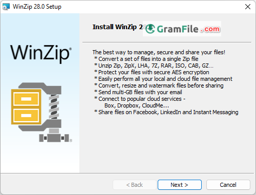 WinZip Installation Step 1