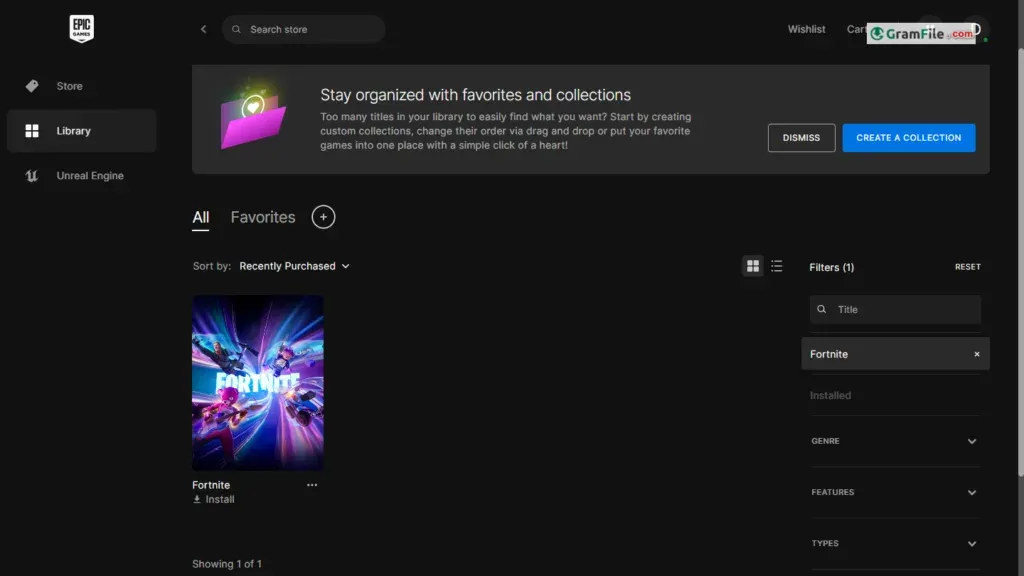 Fortnite Install from Epic Games Launcher