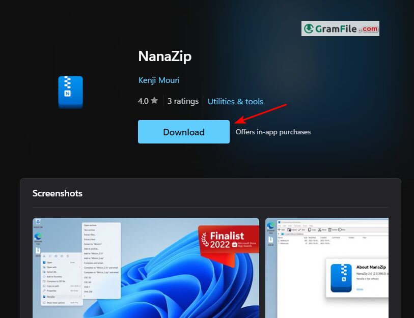 Download NanaZip from Ms Store