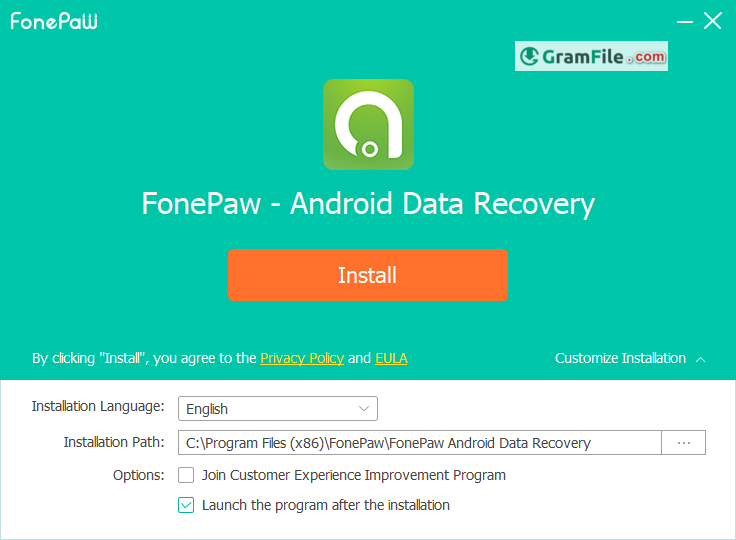 Install FonePaw Android Data Recovery Step 1