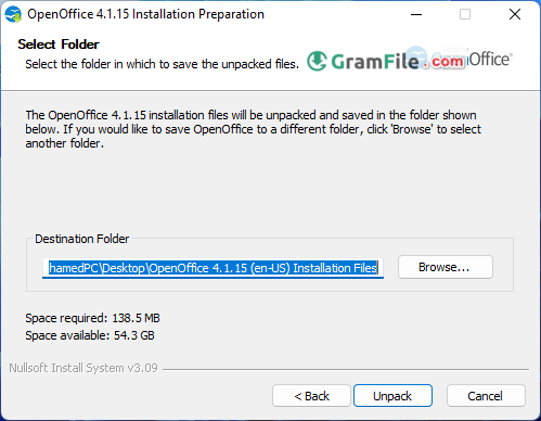 Install OpenOffice Step 2 (Unpack)