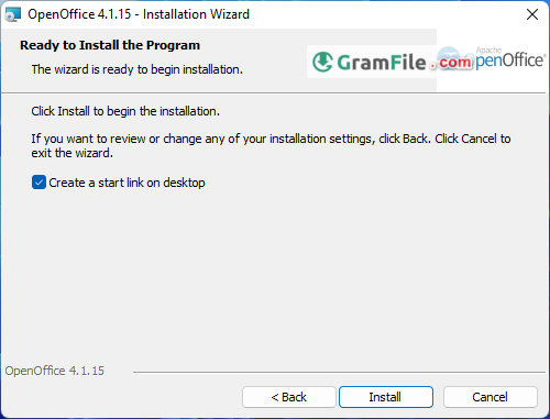 Install OpenOffice Step 6 (Start Installation)