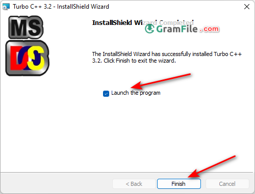 Turbo C++ Install Finish Installation