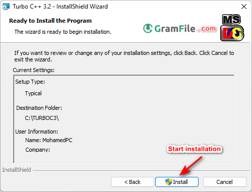 Turbo C++ Install Step 4