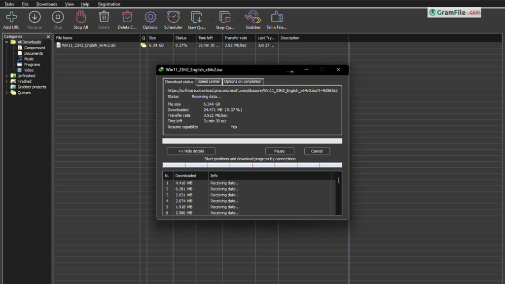 IDM Turbocharged Downloads by segmenting files