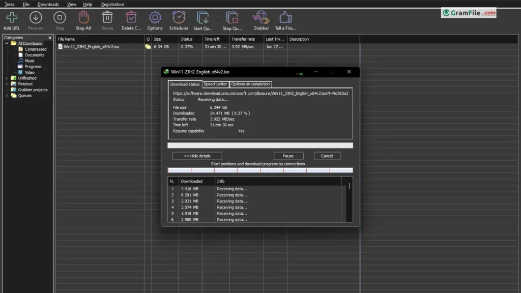 IDM Turbocharged Downloads by segmenting files