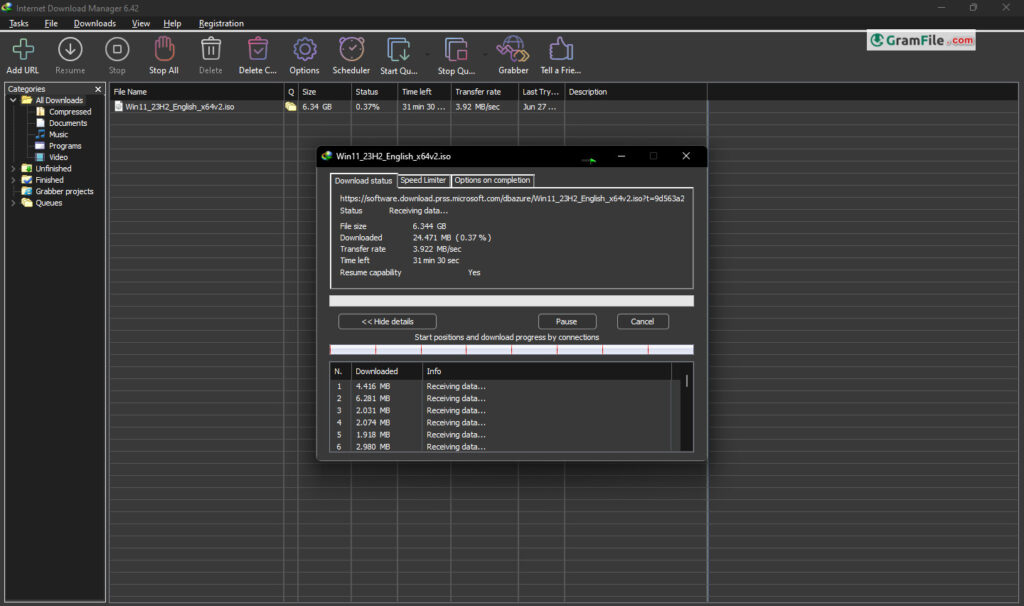 IDM Turbocharged Downloads by segmenting files