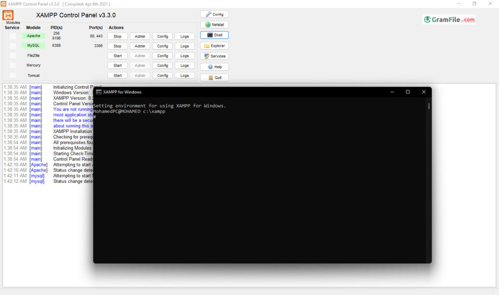 XAMPP Control Panel