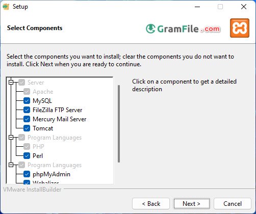 XAMPP Install 2 Choose components