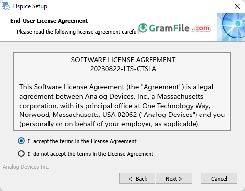 LTspice Install Step 2 accept the agreement