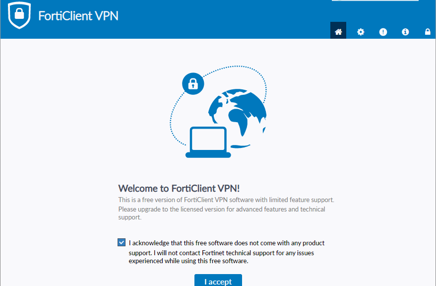 FortiClient VPN Welcome Message