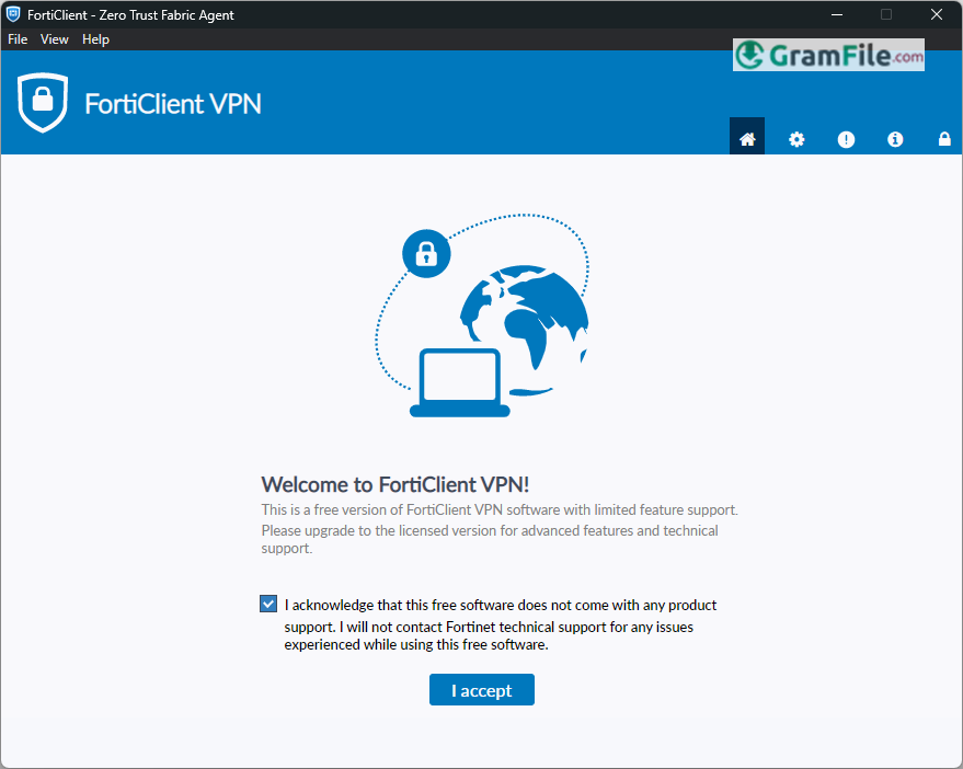 FortiClient VPN Welcome Message