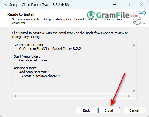 Install Cisco Packet Tracer Click Install