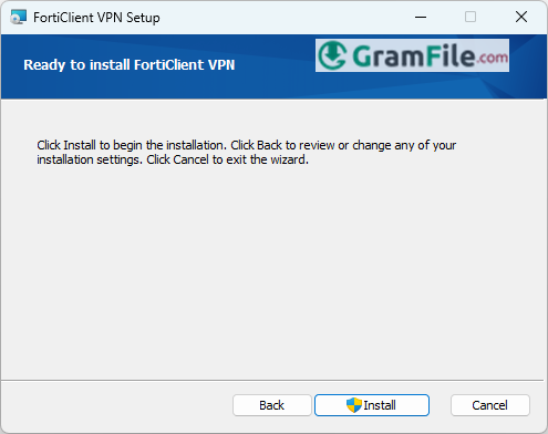 Install FortiClient VPN Click Install