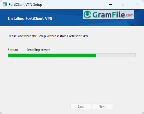 Install FortiClient VPN Installation in Progress