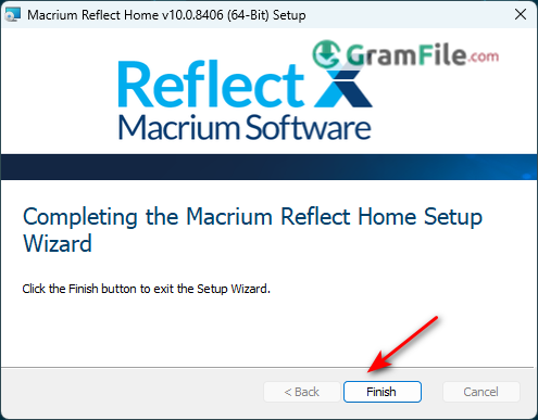 Macrium Reflect Install Finish and Launch