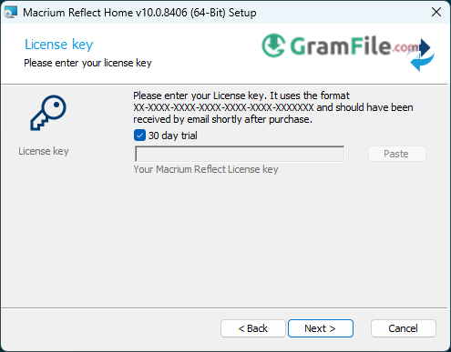 Macrium Reflect Install Step 3 30 day trial license