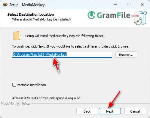 MediaMonkey Install Step 2 Choose Installation Folder