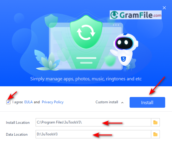 Install 3uTools Choose location