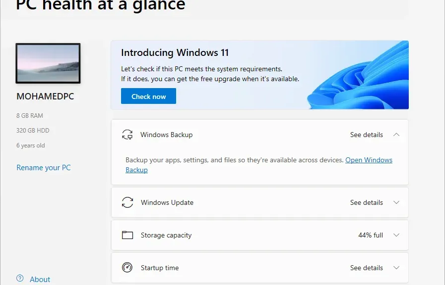 PC Health Check for PC Windows