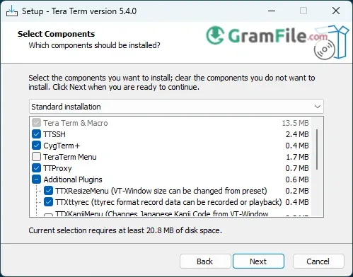 Tera Term Install Choose Which components to be installed