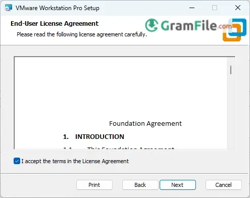 VMware Workstation Pro Install Accept the Terms