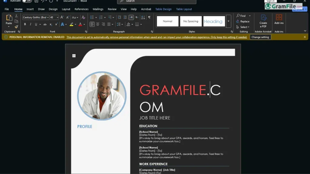 Microsoft Word for Windows PC