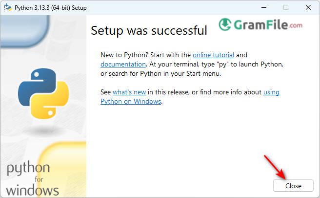 Python Install Click Close