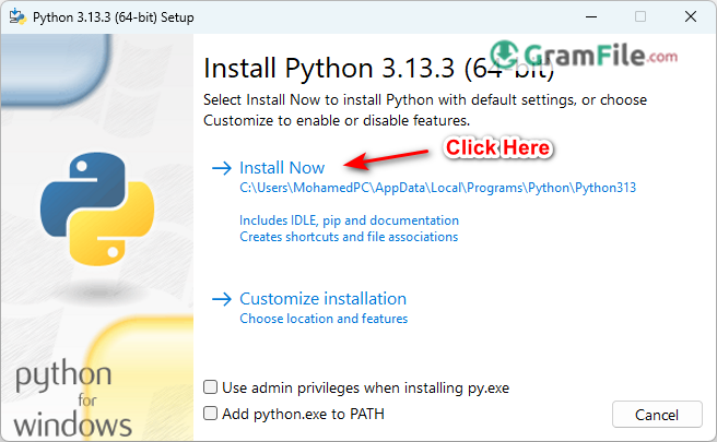 Python Install Click Install Now