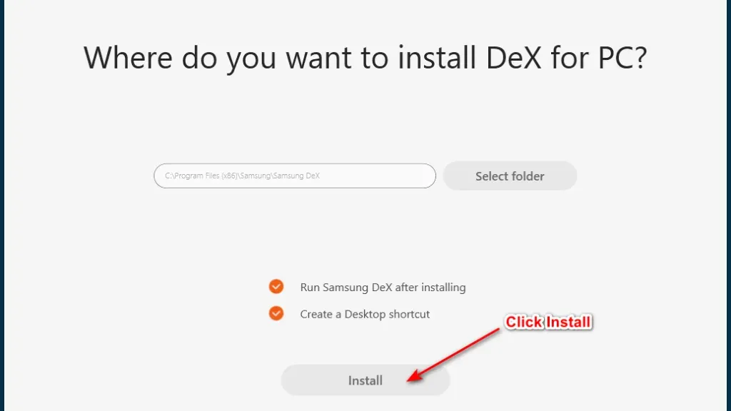 Samsung DeX Click Install