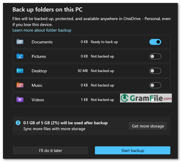 Choose Folders to be Backed Up