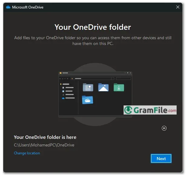 Choose your OneDrive Folder