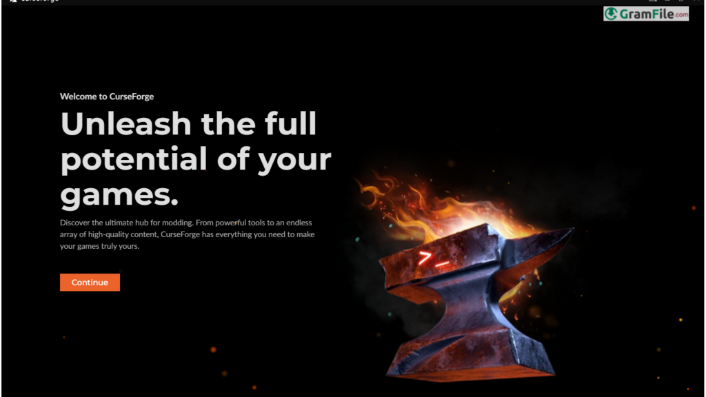 CurseForge Welcome Screen